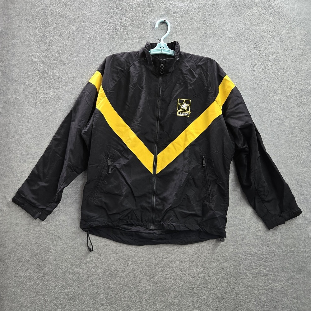 US Army Women Jacket‎ M Black Windbreaker Fitness Star Logo Embroidered